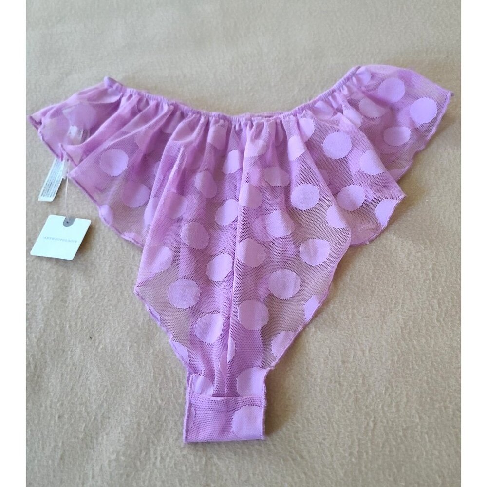 By Anthropologie Mesh Dot Flutter Panty Size XS Lilac Sexy Flirty Coquette NWT - Picture 5 of 10